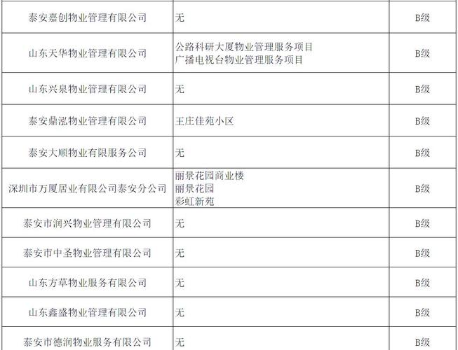 泰安有多少个物业公司