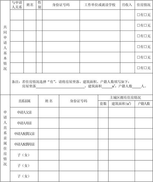 公租房怎么登记表