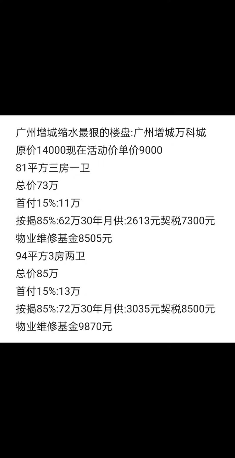 广州万科城房价