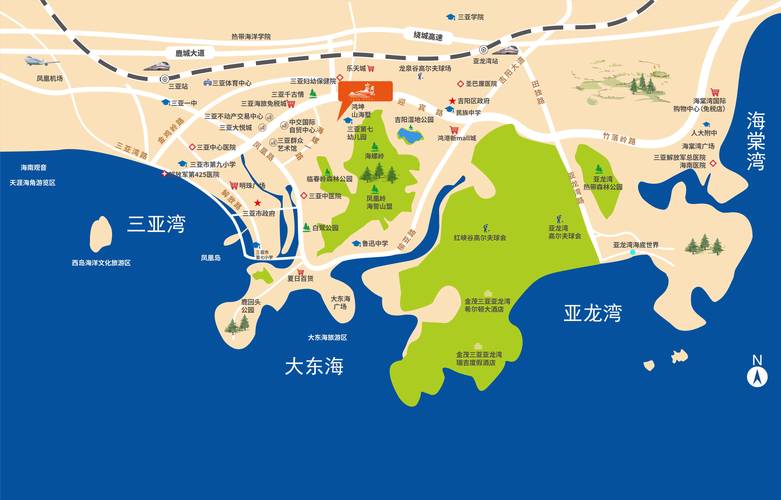 三亚市区楼盘分布图