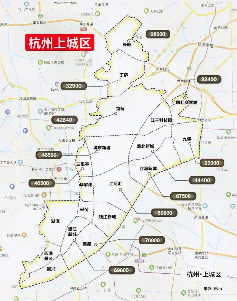 杭州各区房价分布图