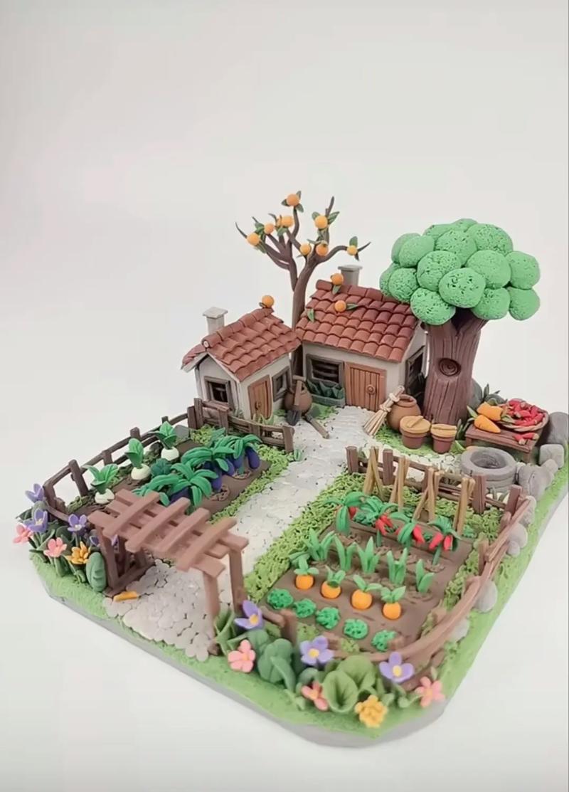 超轻粘土花园场景